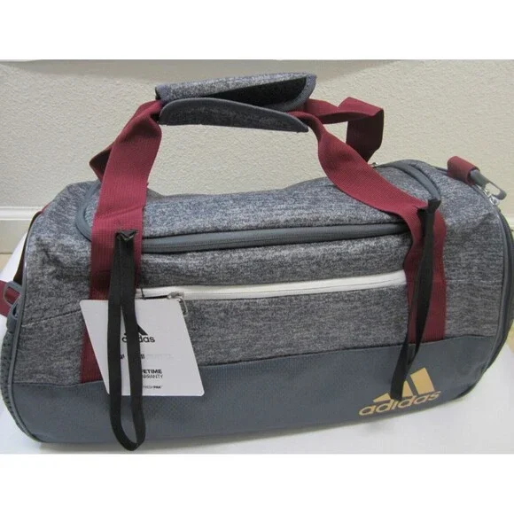 Adidas Squad III Grey Duffel Bag Jersey Onix/Noble MaroonB161 - Brand New!